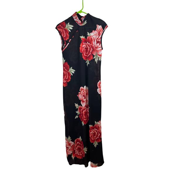 Vintage Retro Black Red Floral Kimono-Style Dress M by Jessica Howard - Picture 1 of 3
